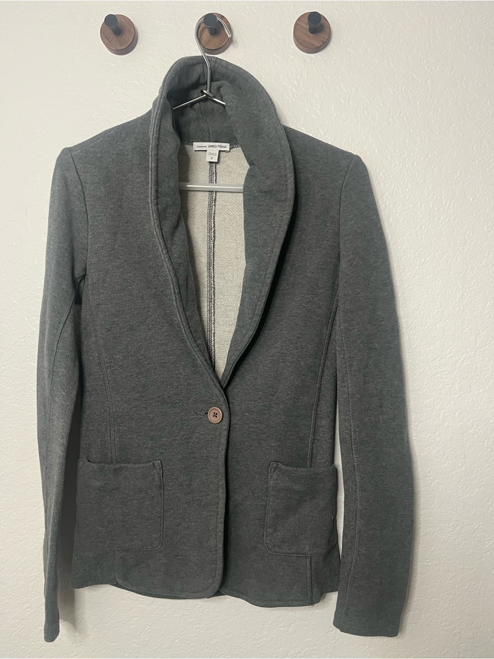 James Perse Charcoal Gray Knit Blazer